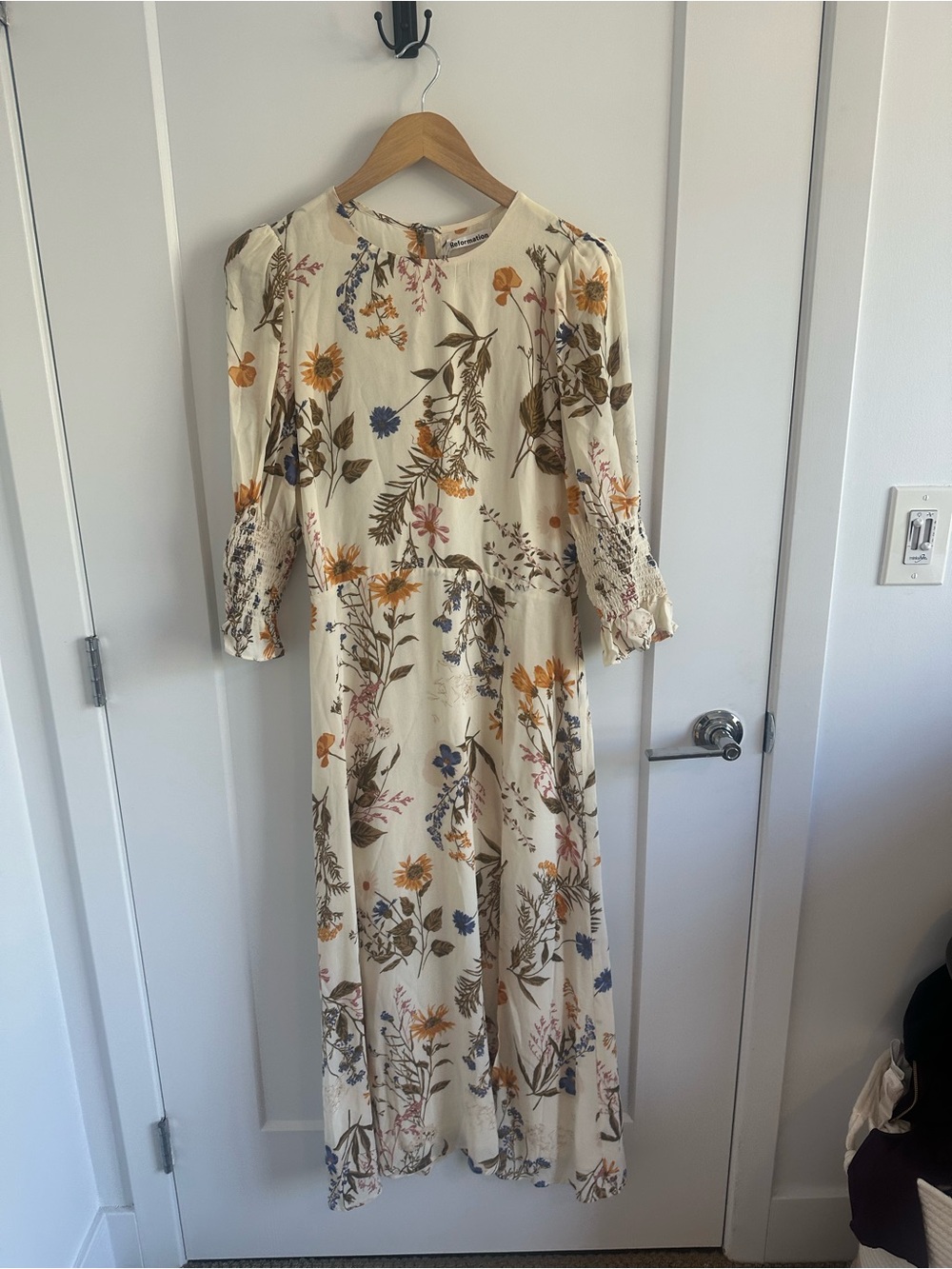 Reformation Carolena Midi Dress with Multicolor Floral Print